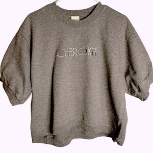 Vintage Cherokee Sweatshirt‎ Gray Spell-Out Short Sleeve Crewneck Pullover XL